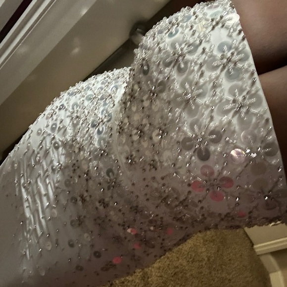 Oh Polly ALCYONE Hand Embellished Bandeau Maxi Dress in Ivory - Picture 4 of 5